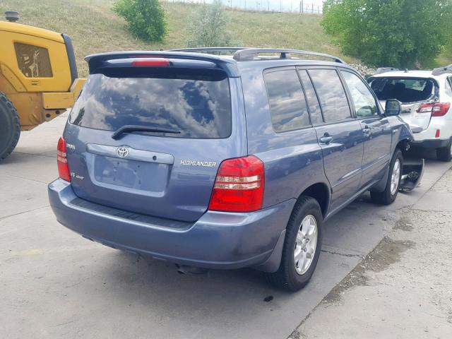 JTEHF21A430138340 - 2003 TOYOTA HIGHLANDER BLUE photo 4