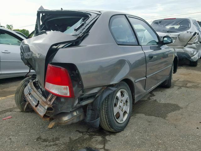 KMHCG35C32U211536 - 2002 HYUNDAI ACCENT GS GRAY photo 4