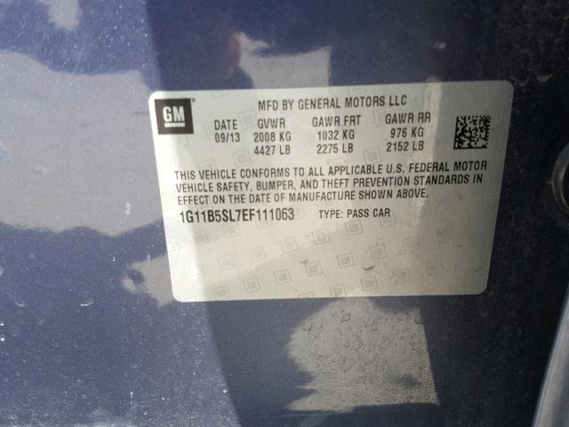 1G11B5SL7EF111063 - 2014 CHEVROLET MALIBU LS BLUE photo 10