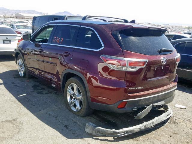 5TDYKRFH6FS105923 - 2015 TOYOTA HIGHLANDER BURGUNDY photo 3