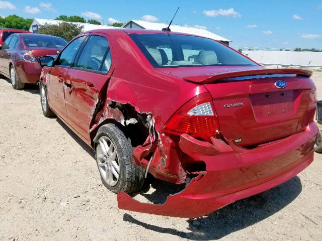 3FAHP0GA4CR235878 - 2012 FORD FUSION S RED photo 3