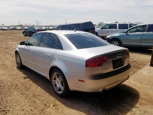 WAUAF78E28A086085 - 2008 AUDI A4 2.0T SILVER photo 3