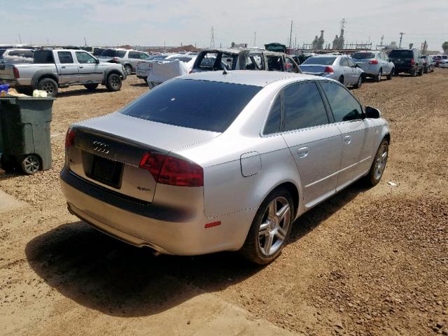 WAUAF78E28A086085 - 2008 AUDI A4 2.0T SILVER photo 4