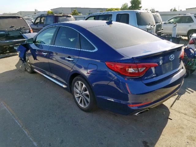 5NPE34AF1FH055978 - 2015 HYUNDAI SONATA SPO BLUE photo 3