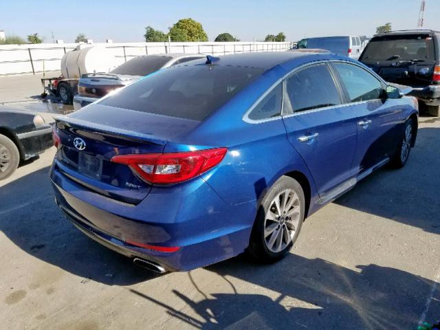 5NPE34AF1FH055978 - 2015 HYUNDAI SONATA SPO BLUE photo 4