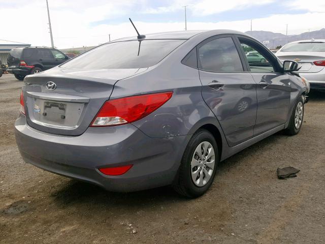 KMHCT4AE1GU121401 - 2016 HYUNDAI ACCENT SE GRAY photo 4