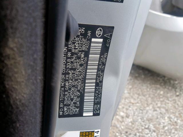 JTKDE177550026766 - 2005 TOYOTA SCION TC ვერცხლისფერი ფოტო 10