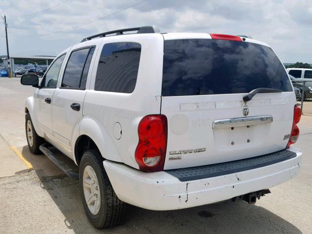 1D4HB48D15F538290 - 2005 DODGE DURANGO SL WHITE photo 3