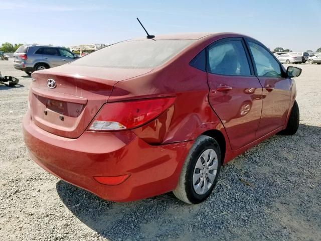 KMHCT4AE3HU360191 - 2017 HYUNDAI ACCENT SE RED photo 4