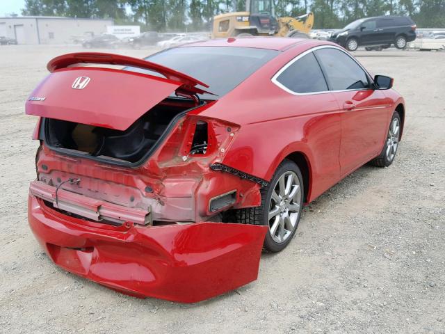 1HGCS12858A017299 - 2008 HONDA ACCORD EXL RED photo 4