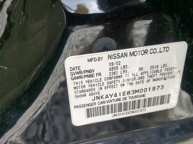 JNKAY41E83M001973 - 2003 INFINITI M45 BLACK photo 10