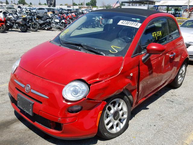 3C3CFFDR4CT120435 - 2012 FIAT 500 POP RED photo 2