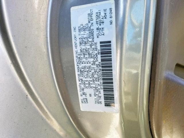 4T3ZF13C62U501054 - 2002 TOYOTA SIENNA LE TAN photo 10