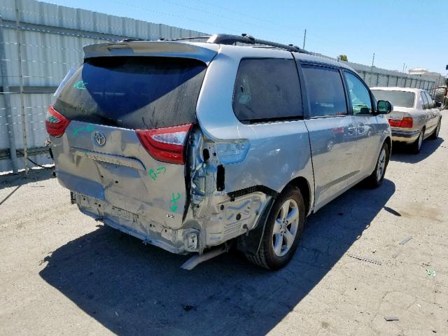 5TDKZ3DC9HS866793 - 2017 TOYOTA SIENNA LE SILVER photo 4