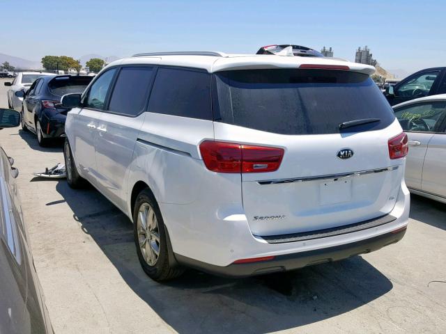 KNDMB5C14K6515712 - 2019 KIA SEDONA LX WHITE photo 3