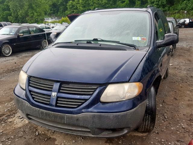 1D4GP25R75B210977 - 2005 DODGE CARAVAN SE BLUE photo 2