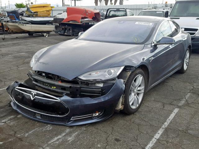 5YJSA1H19EFP58386 - 2014 TESLA MODEL S GRAY photo 2