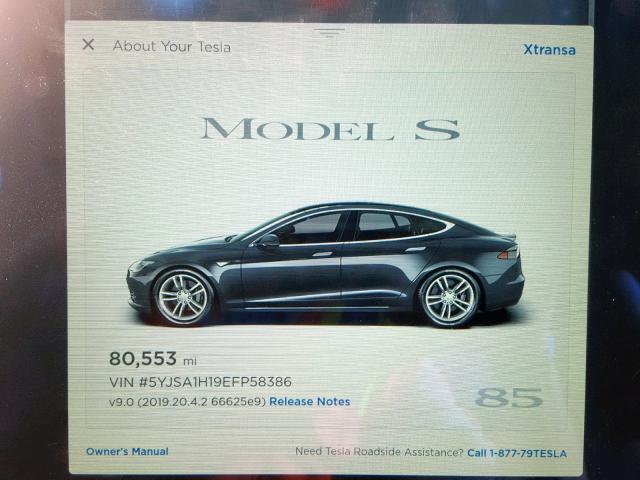 5YJSA1H19EFP58386 - 2014 TESLA MODEL S GRAY photo 8