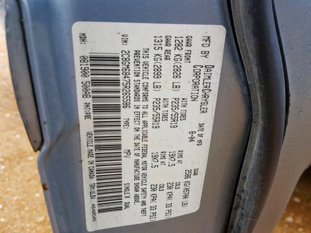 2C8GM68475R265586 - 2005 CHRYSLER PACIFICA T BLUE photo 10