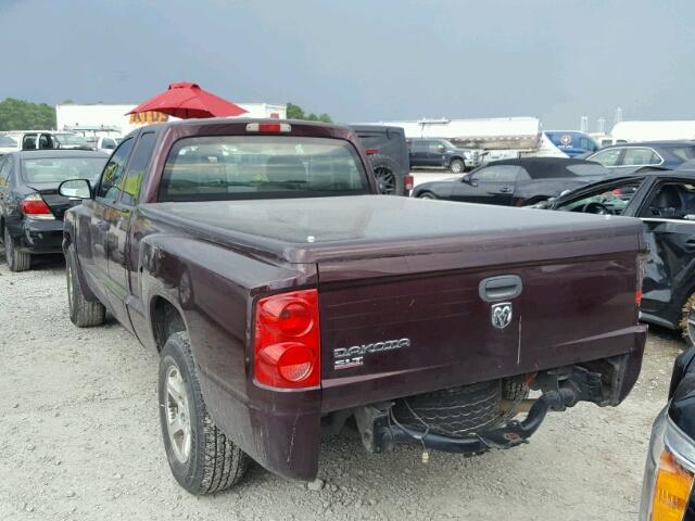 1D7HE42K35S265765 - 2005 DODGE DAKOTA SLT MAROON photo 3