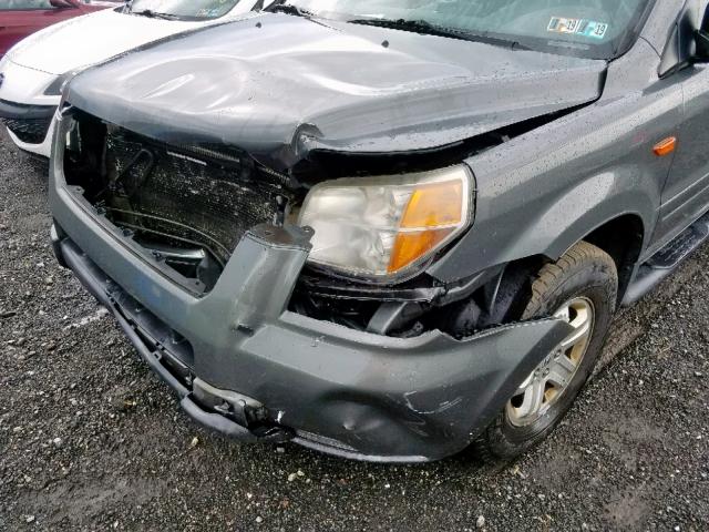 5FNYF18107B015338 - 2007 HONDA PILOT LX GRAY photo 9