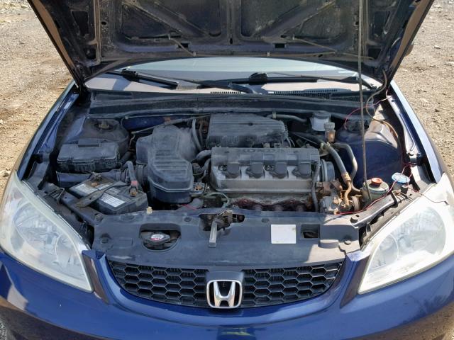 2HGES15115H023475 - 2005 HONDA CIVIC DX BLUE photo 7