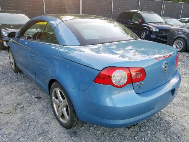 WVWDA71F87V028409 - 2007 VOLKSWAGEN EOS 2.0T S BLUE photo 3