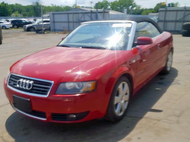 WAUAT48H24K003776 - 2004 AUDI A4 3.0 CAB RED photo 2