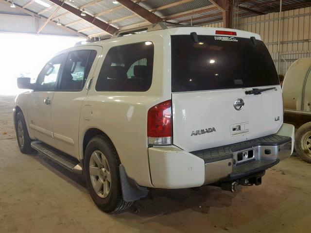 5N1AA08A75N725793 - 2005 NISSAN ARMADA SE WHITE photo 3