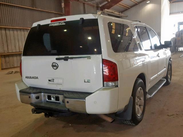 5N1AA08A75N725793 - 2005 NISSAN ARMADA SE WHITE photo 4