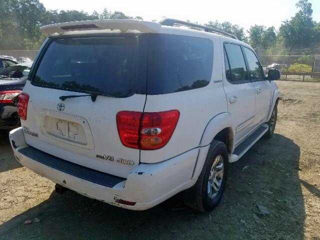 5TDBT48A04S231410 - 2004 TOYOTA SEQUOIA LI WHITE photo 4