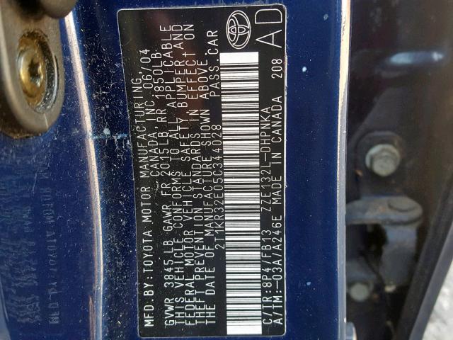 2T1KR32E05C344028 - 2005 TOYOTA MATRIX 蓝色 照片 10