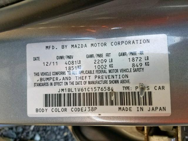 JM1BL1V61C1576584 - 2012 MAZDA 3 S SILVER photo 10