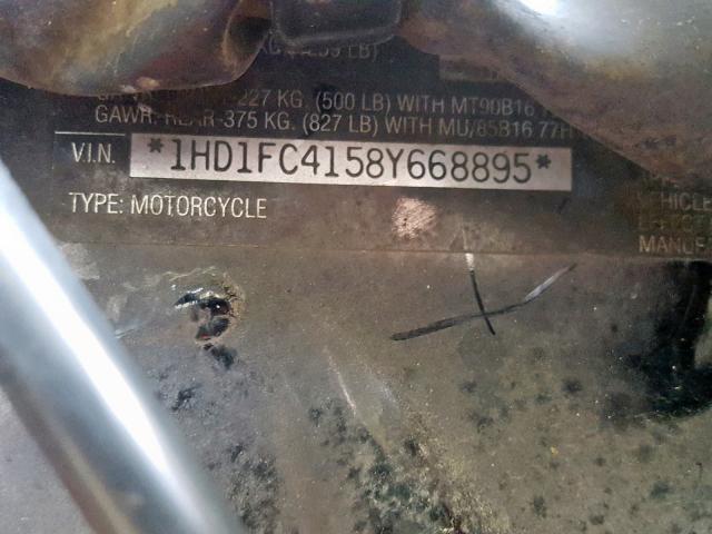 1HD1FC4158Y668895 - 2008 HARLEY-DAVIDSON FLHTCUI MAROON photo 10