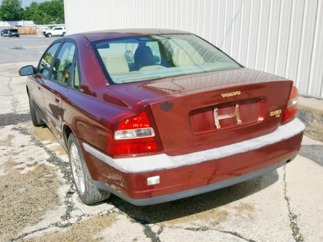 YV1TS90D811182924 - 2001 VOLVO S80 T6 MAROON photo 3