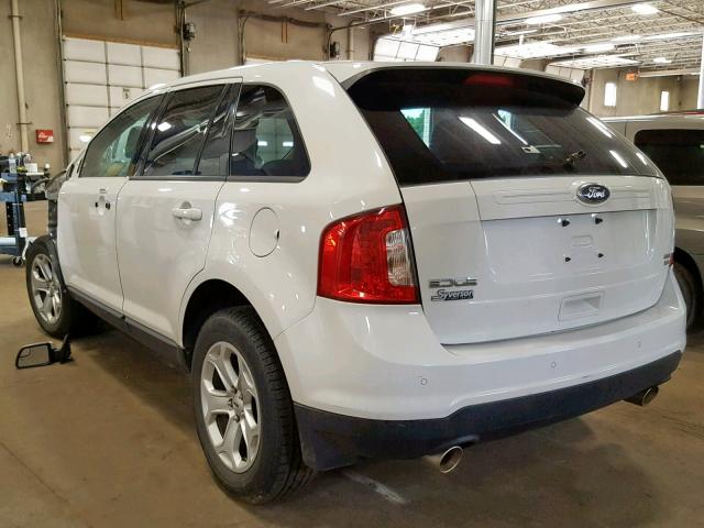 2FMDK4JC9DBA22137 - 2013 FORD EDGE SEL WHITE photo 3