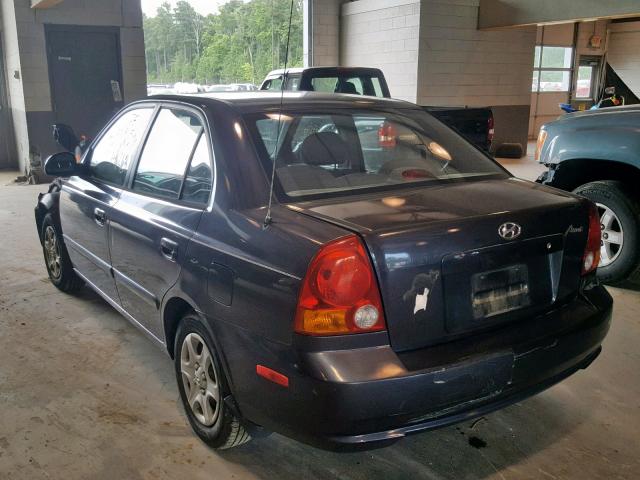 KMHCG45C15U665424 - 2005 HYUNDAI ACCENT GL GRAY photo 3