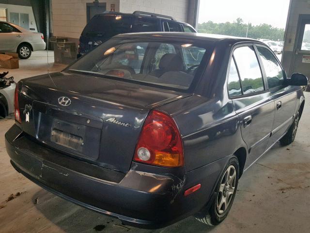 KMHCG45C15U665424 - 2005 HYUNDAI ACCENT GL GRAY photo 4