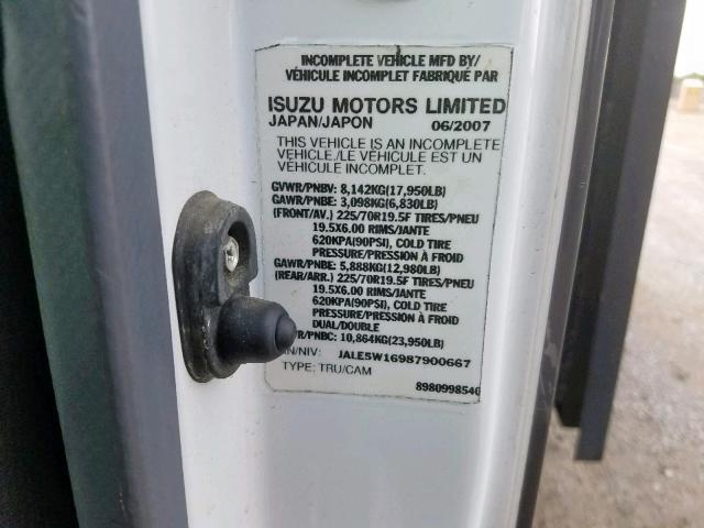 JALE5W16987900667 - 2008 ISUZU NQR BLACK photo 10