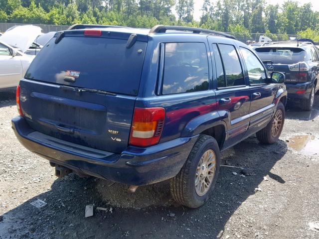 1J8GW58N32C212122 - 2002 JEEP GRAND CHER BLUE photo 4