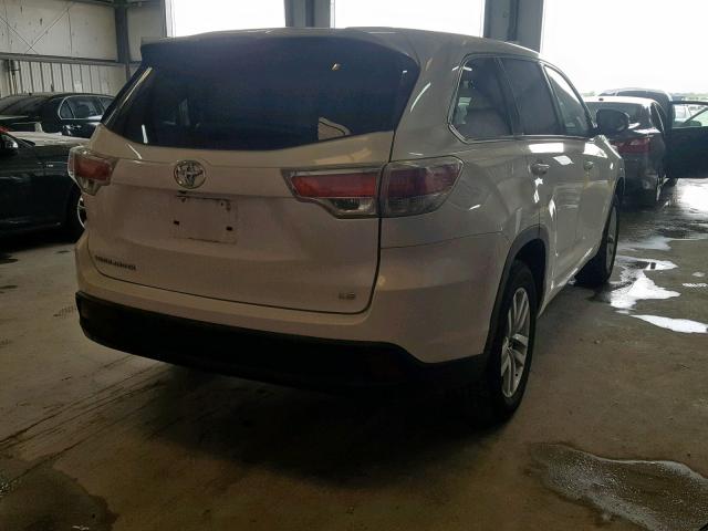 5TDZARFH0FS011267 - 2015 TOYOTA HIGHLANDER WHITE photo 4