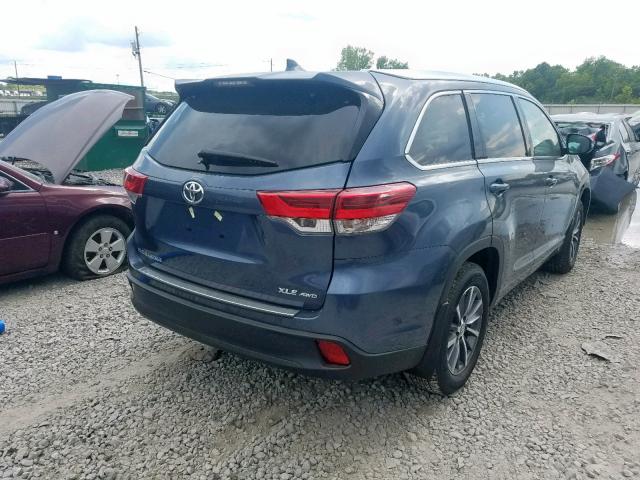 5TDJZRFH1JS897128 - 2018 TOYOTA HIGHLANDER BLUE photo 4