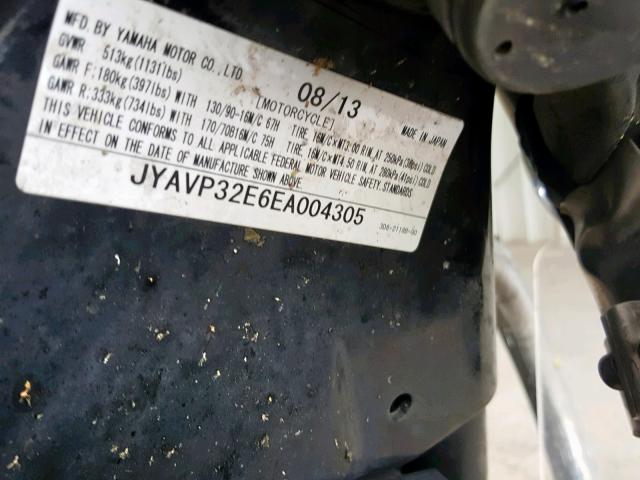 JYAVP32E6EA004305 - 2014 YAMAHA XVS1300 CT GRAY photo 10