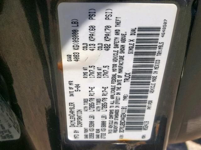 3D7KU28CX4G241191 - 2004 DODGE RAM 2500 S GRAY photo 10