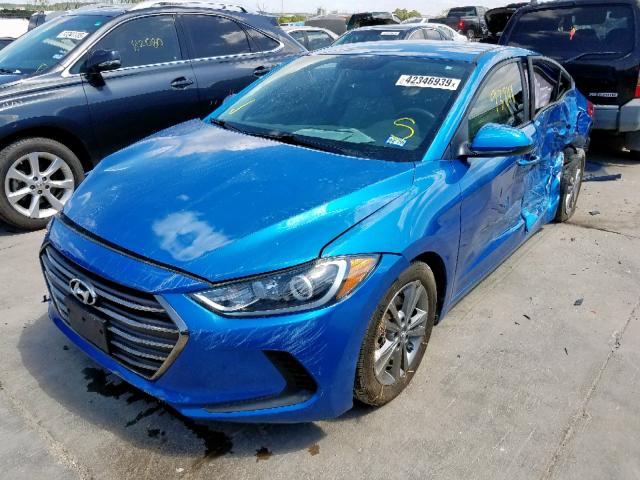 5NPD84LF1HH007345 - 2017 HYUNDAI ELANTRA BLUE photo 2