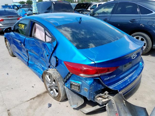 5NPD84LF1HH007345 - 2017 HYUNDAI ELANTRA BLUE photo 3