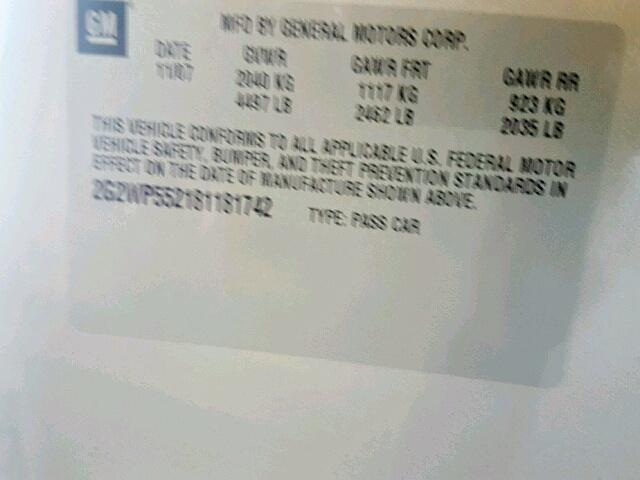 2G2WP552181181742 - 2008 PONTIAC GRAND PRIX SILVER photo 10