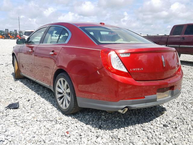 1LNHL9DKXDG607297 - 2013 LINCOLN MKS RED photo 3