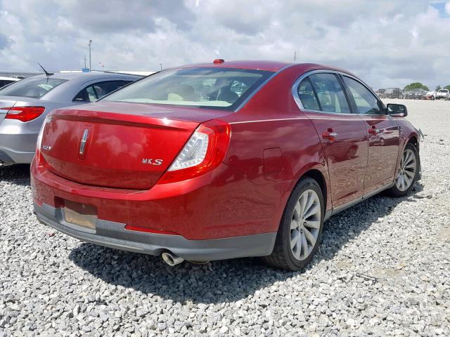 1LNHL9DKXDG607297 - 2013 LINCOLN MKS RED photo 4