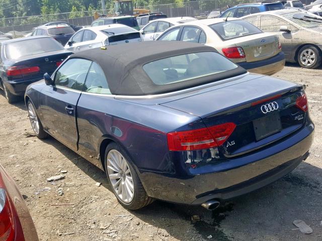 WAUVFAFHXBN008343 - 2011 AUDI A5 PRESTIG BLUE photo 3